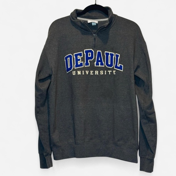 Champion DePaul Gray Quarter Zip Sweatshirt Large - Picture 1 of 6